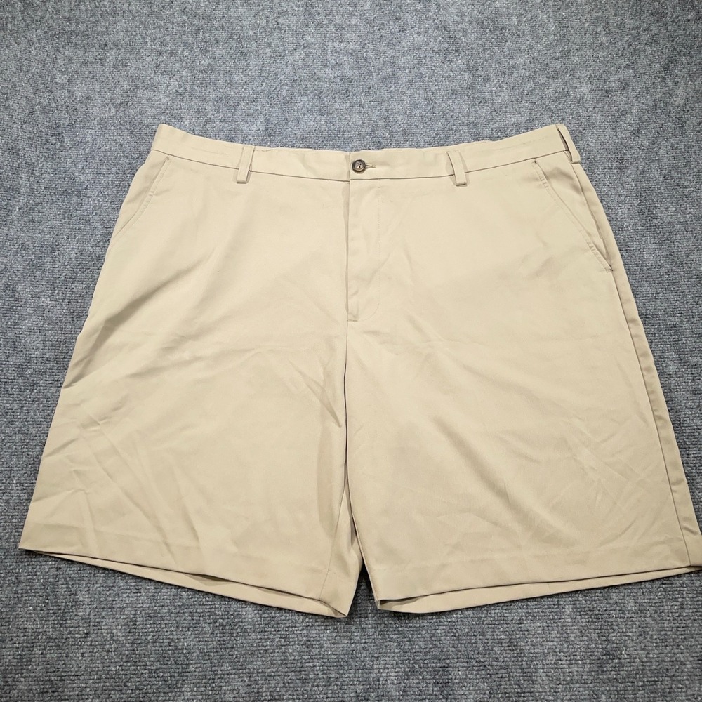 IZOD Chino Shorts Casual Mens 42" Khaki Stretch 9" Inseam Flat‎ Front Pockets - Picture 2 of 12
